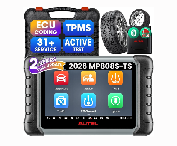 <div class="et_pb_module et_pb_wc_title et_pb_wc_title_0_tb_body product-header et_pb_bg_layout_light">
<h4>The Autel MaxiPRO MP808TS combines OE-level all-system diagnostics with complete professional TPMS service capability in one compact wireless platform. It is designed for workshops that want full diagnostics, bi-directional active tests, maintenance functions and advanced tire-pressure monitoring service without carrying separate diagnostic and TPMS tools.</h4>
The MP808TS performs full-system scans, reads and clears DTCs, displays live data, accesses ECU information, performs active tests and provides common service functions. Its TPMS functions include complete TPMS health checks, sensor activation, Autel MX-Sensor programming, OBD relearn coverage and on-screen relearn procedures. The 7-inch Android tablet uses a 1.6GHz quad-core processor, 64GB storage and a 5,000mAh battery. Autel also lists compatibility with a videoscope and the MaxiBAS BT506 for battery analysis.
</div>
<div class="et_pb_module et_pb_wc_description et_pb_wc_description_0_tb_body et_pb_bg_layout_light et_pb_text_align_left">
<div class="et_pb_module_inner">
<table>
<thead><tr><th>Specification</th><th>MaxiPRO MP808TS</th></tr></thead>
<tbody>
<tr><td>Product Type</td><td>All-System Diagnostic & Advanced TPMS Scanner</td></tr>
<tr><td>Model</td><td>MaxiPRO MP808TS</td></tr>
<tr><td>Display</td><td>7″ Touchscreen, 1024 × 600</td></tr>
<tr><td>Operating System</td><td>Android 4.4.2</td></tr>
<tr><td>Processor</td><td>Cortex-A9 Quad-Core, 1.6GHz</td></tr>
<tr><td>Memory</td><td>64GB Storage</td></tr>
<tr><td>Battery</td><td>5,000mAh</td></tr>
<tr><td>Vehicle Communication</td><td>Wireless Bluetooth</td></tr>
<tr><td>All-System Diagnostics</td><td>OE-Level</td></tr>
<tr><td>Bi-Directional Control</td><td>Yes – Active Tests</td></tr>
<tr><td>Service Functions</td><td>Supported</td></tr>
<tr><td>Advanced TPMS Diagnostics</td><td>Yes</td></tr>
<tr><td>Sensor Activation</td><td>Up to 98% of known TPMS sensors per Autel</td></tr>
<tr><td>MX-Sensor Programming</td><td>Supported</td></tr>
<tr><td>TPMS OBD Relearn</td><td>Supported</td></tr>
<tr><td>On-Screen Relearn Procedures</td><td>Supported</td></tr>
<tr><td>Battery Analysis</td><td>Supported with optional MaxiBAS BT506</td></tr>
<tr><td>Videoscope</td><td>Compatible</td></tr>
<tr><td>Vehicle Coverage</td><td>80+ US, Asian & European Makes</td></tr>
<tr><td>Software Updates</td><td>2 Years Included</td></tr>
<tr><td>Warranty</td><td>1 Year Limited Warranty</td></tr>
</tbody>
</table>
&nbsp; <strong>Autel MaxiPRO MP808TS Official Information</strong>
<a href="https://www.autel.com/mk3/3236.jhtml" target="_blank" rel="noopener">
View Official Autel MaxiPRO MP808TS Product Page
</a> <a href="https://automaxtools.me/wp-content/uploads/2019/12/MP808S-TS-PF-copy.png">
<img class="aligncenter" src="https://automaxtools.me/wp-content/uploads/2019/12/MP808S-TS-PF-copy.png" alt="Autel MaxiPRO MP808TS professional automotive tool UAE" width="807" height="807" />
</a> </div>
</div>
<h3><span style="color: #d2322a;">
<strong>1 Year Warranty. 2 Year Free Software Updates.</strong>
</span></h3>
<h4 style="color: red;">IP Restriction (works only in India, Middle East and Africa).</h4> <div class="et_pb_module et_pb_wc_title et_pb_wc_title_0_tb_body product-header et_pb_bg_layout_light">
<h4>The Autel MaxiPRO MP808TS combines OE-level all-system diagnostics with complete professional TPMS service capability in one compact wireless platform. It is designed for workshops that want full diagnostics, bi-directional active tests, maintenance functions and advanced tire-pressure monitoring service without carrying separate diagnostic and TPMS tools.</h4>
The MP808TS performs full-system scans, reads and clears DTCs, displays live data, accesses ECU information, performs active tests and provides common service functions. Its TPMS functions include complete TPMS health checks, sensor activation, Autel MX-Sensor programming, OBD relearn coverage and on-screen relearn procedures. The 7-inch Android tablet uses a 1.6GHz quad-core processor, 64GB storage and a 5,000mAh battery. Autel also lists compatibility with a videoscope and the MaxiBAS BT506 for battery analysis.
</div>
<div class="et_pb_module et_pb_wc_description et_pb_wc_description_0_tb_body et_pb_bg_layout_light et_pb_text_align_left">
<div class="et_pb_module_inner">
<table>
<thead><tr><th>Specification</th><th>MaxiPRO MP808TS</th></tr></thead>
<tbody>
<tr><td>Product Type</td><td>All-System Diagnostic & Advanced TPMS Scanner</td></tr>
<tr><td>Model</td><td>MaxiPRO MP808TS</td></tr>
<tr><td>Display</td><td>7″ Touchscreen, 1024 × 600</td></tr>
<tr><td>Operating System</td><td>Android 4.4.2</td></tr>
<tr><td>Processor</td><td>Cortex-A9 Quad-Core, 1.6GHz</td></tr>
<tr><td>Memory</td><td>64GB Storage</td></tr>
<tr><td>Battery</td><td>5,000mAh</td></tr>
<tr><td>Vehicle Communication</td><td>Wireless Bluetooth</td></tr>
<tr><td>All-System Diagnostics</td><td>OE-Level</td></tr>
<tr><td>Bi-Directional Control</td><td>Yes – Active Tests</td></tr>
<tr><td>Service Functions</td><td>Supported</td></tr>
<tr><td>Advanced TPMS Diagnostics</td><td>Yes</td></tr>
<tr><td>Sensor Activation</td><td>Up to 98% of known TPMS sensors per Autel</td></tr>
<tr><td>MX-Sensor Programming</td><td>Supported</td></tr>
<tr><td>TPMS OBD Relearn</td><td>Supported</td></tr>
<tr><td>On-Screen Relearn Procedures</td><td>Supported</td></tr>
<tr><td>Battery Analysis</td><td>Supported with optional MaxiBAS BT506</td></tr>
<tr><td>Videoscope</td><td>Compatible</td></tr>
<tr><td>Vehicle Coverage</td><td>80+ US, Asian & European Makes</td></tr>
<tr><td>Software Updates</td><td>2 Years Included</td></tr>
<tr><td>Warranty</td><td>1 Year Limited Warranty</td></tr>
</tbody>
</table>
&nbsp; <strong>Autel MaxiPRO MP808TS Official Information</strong>
<a href="https://www.autel.com/mk3/3236.jhtml" target="_blank" rel="noopener">
View Official Autel MaxiPRO MP808TS Product Page
</a> <a href="https://automaxtools.me/wp-content/uploads/2019/12/MP808S-TS-PF-copy.png">
<img class="aligncenter" src="https://automaxtools.me/wp-content/uploads/2019/12/MP808S-TS-PF-copy.png" alt="Autel MaxiPRO MP808TS professional automotive tool UAE" width="807" height="807" />
</a> </div>
</div>
<h3><span style="color: #d2322a;">
<strong>1 Year Warranty. 2 Year Free Software Updates.</strong>
</span></h3>
<h4 style="color: red;">IP Restriction (works only in India, Middle East and Africa).</h4>