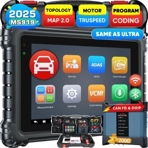 Autel MaxiSys MS919, 2025 Same as MS Ultra Up of MS909 Ultra Lite, Advanced Topology 2.0, Motor TruSpeed (Optional), ECU Programming Coding, 40+ Service,...