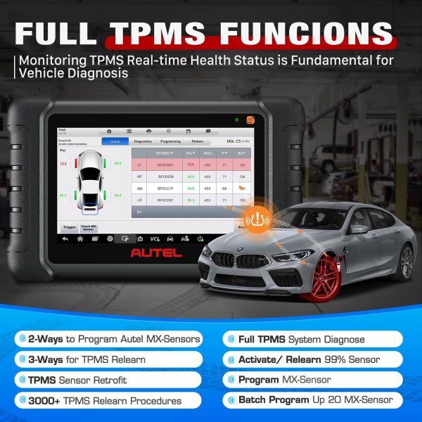 Autel MaxiCheck MX808TS - OBD II Diagnostic Scanner with Superior Special Functions - Oil Reset, EPB, SAS, BMS, DPF, IMMO - Complete TPMS Service - Read and Clear DTCs for Most Makes and Models - Essential Automotive Tool