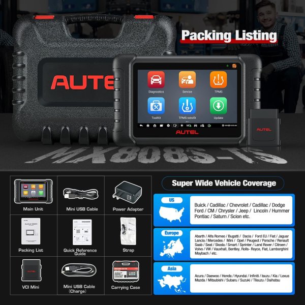 Autel MaxiCheck MX808TS - OBD II Diagnostic Scanner with Superior Special Functions - Oil Reset, EPB, SAS, BMS, DPF, IMMO - Complete TPMS Service - Read and Clear DTCs for Most Makes and Models - Essential Automotive Tool