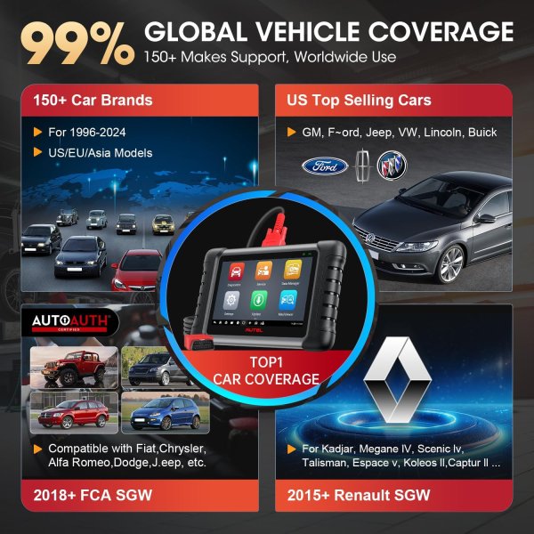 Autel Scanner MaxiCheck MX808S, 2024 US Ver of MaxiCOM MK808S/ MK808Z, Functions as MK900/ MX900, Full Bidirectional as MK900BT MK808BT PRO, 3K+ Active Test, 28+ Service, OE All System, OS 11, FCA SGW