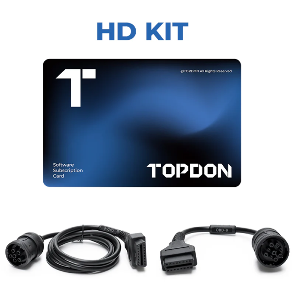 TOPDON HEAVY DUTY SOFTWARE & CABLE SET Turn your Phoenix Smart, Remote, or Max into a robust heavy duty diagnostic tool with this kit. With the TOPDON truck, bus, and machinery software you can expand your offering and revenue.