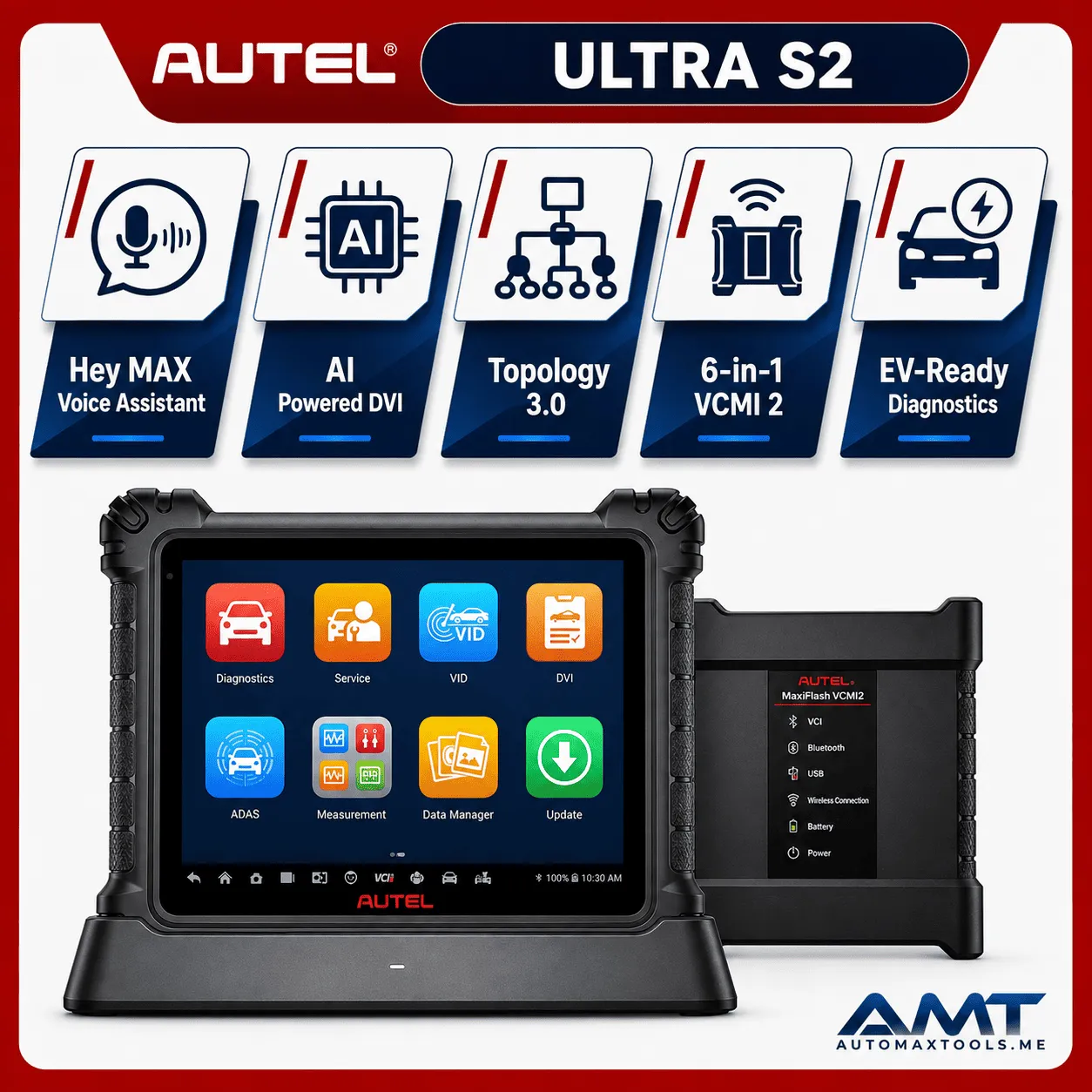 Autel MaxiSys Ultra S2 2026 Automotive Diagnostic Scanner, 13.7” OE-Level Bi-Directional Scan Tool, ECU Programming & Coding, Topology 3.0, 6-in-1 VCMI2, 48+ Service Functions, DoIP/CAN FD, Android 13, 512GB