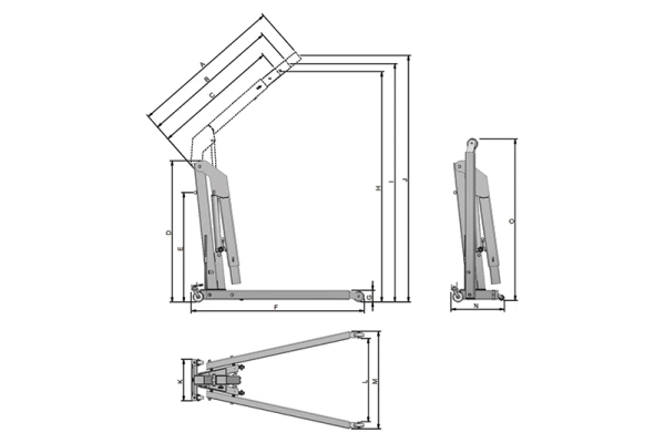 Hydraulic Floor Crane: G1000D – Folding hydraulic winch 1t