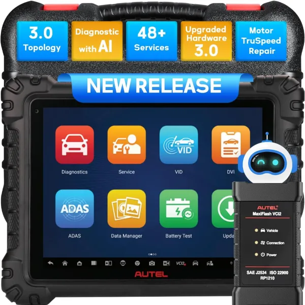 Autel MaxiSys MS909S2 Diagnostic Scanner with AI, Up of MS909, Topology 3.0, Data-Driven PID Analysis, Multi-Point DVI, 40+ Services, Motor TruSpeed Repair