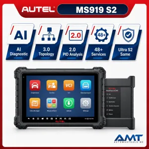 Autel MaxiSys MS919 S2 Automotive Diagnostic Scanner, 11” OE-Level Bi-Directional Scan Tool, ECU Programming & Coding, Topology 3.0, 6-in-1 VCMI2, 48+ Service Functions, DoIP/CAN FD, Android 13, 256GB