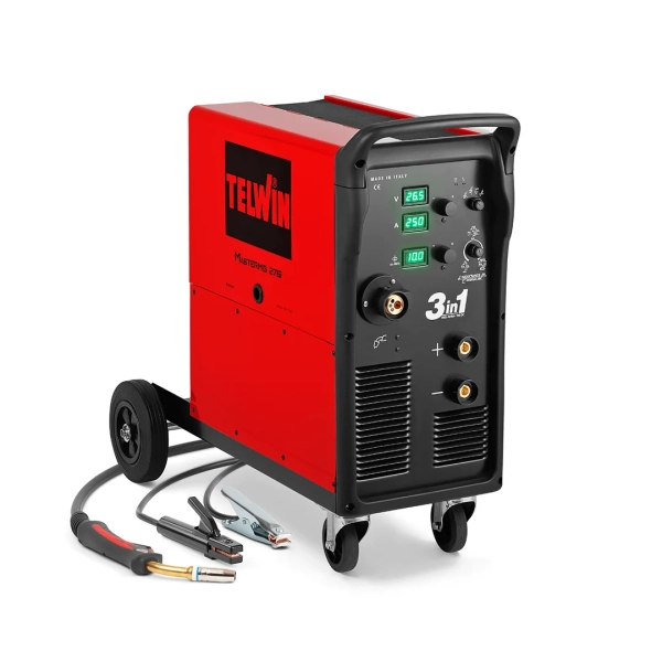 Telwin MasterMIG 275i 400V ? A high-performance multiprocess inverter welding machine (MIG-MAG/BRAZING/MMA/TIG DC-Lift) built for robust industrial and workshop use. Telwin MasterMIG 275i 400V ? A high-performance multiprocess inverter welding machine (MIG-MAG/BRAZING/MMA/TIG DC-Lift) built for robust industrial and workshop use.