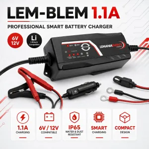 Lemania Professional Smart Charger 6V/12V 1.1A Compact Battery Maintainer Made in Switzerland