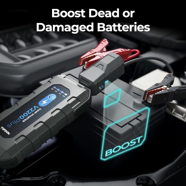 <p><strong>TOPDON V2200Plus</strong> combines a high-power jump starter and a Bluetooth battery tester in one portable emergency tool.</p><p>It delivers up to <strong>2200A peak current</strong>, supports vehicles up to <strong>8.0L gasoline / 6.0L diesel</strong>, and adds <strong>12V battery testing</strong>, a <strong>16000mAh power bank</strong>, <strong>PD60W fast charging</strong>, and a <strong>300-lumen LED light</strong>.</p><h3>Key Features</h3><ul><li>2200A Peak Jump Starter</li><li>Supports 12V Vehicles</li><li>Up to 8.0L Gas / 6.0L Diesel</li><li>Bluetooth Battery Tester</li><li>16000mAh Power Bank</li><li>PD60W Type-C Fast Charging</li><li>300-Lumen LED Light</li><li>Boost Mode</li><li>Emergency Roadside Design</li></ul> <p><strong>TOPDON V2200Plus</strong> combines a high-power jump starter and a Bluetooth battery tester in one portable emergency tool.</p><p>It delivers up to <strong>2200A peak current</strong>, supports vehicles up to <strong>8.0L gasoline / 6.0L diesel</strong>, and adds <strong>12V battery testing</strong>, a <strong>16000mAh power bank</strong>, <strong>PD60W fast charging</strong>, and a <strong>300-lumen LED light</strong>.</p><h3>Key Features</h3><ul><li>2200A Peak Jump Starter</li><li>Supports 12V Vehicles</li><li>Up to 8.0L Gas / 6.0L Diesel</li><li>Bluetooth Battery Tester</li><li>16000mAh Power Bank</li><li>PD60W Type-C Fast Charging</li><li>300-Lumen LED Light</li><li>Boost Mode</li><li>Emergency Roadside Design</li></ul>