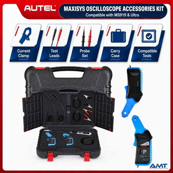 <div class="et_pb_module et_pb_wc_title et_pb_wc_title_0_tb_body product-header et_pb_bg_layout_light"><h4>The Autel MaxiSYS MSOAK is a professional oscilloscope accessory kit for technicians performing automotive electrical waveform and current testing. It is compatible with the MaxiFlash VCMI used with MaxiSys Ultra S2, MS919 S2, Ultra and MS919, and it can also be used with the MaxiScope MP408 4-channel oscilloscope.</h4>The kit includes a 65A AC/DC current clamp, 650A AC/DC current clamp, Coil-on-Plug probe, two HT extension leads, two battery clips and a blow-molded carrying case. MSOAK expands the measurement capability of compatible Autel diagnostic systems for current analysis, ignition waveform testing, relative compression and other electrical diagnostic procedures.</div><div class="et_pb_module et_pb_wc_description et_pb_wc_description_0_tb_body et_pb_bg_layout_light et_pb_text_align_left"><div class="et_pb_module_inner"><table><thead><tr><th>Specification</th><th>MaxiSYS MSOAK Oscilloscope Accessories Kit</th></tr></thead><tbody><tr><td>Product Type</td><td>Oscilloscope Accessory Kit</td></tr><tr><td>Model</td><td>MaxiSYS MSOAK</td></tr><tr><td>Compatible VCMI Tools</td><td>MaxiSys Ultra S2, MS919 S2, Ultra & MS919</td></tr><tr><td>Compatible Oscilloscope</td><td>MaxiScope MP408</td></tr><tr><td>65A Current Clamp</td><td>Included</td></tr><tr><td>650A Current Clamp</td><td>Included</td></tr><tr><td>Coil-on-Plug Probe</td><td>Included</td></tr><tr><td>HT Extension Leads</td><td>2 Included</td></tr><tr><td>Battery Clips</td><td>2 Included</td></tr><tr><td>Carrying Case</td><td>Blow-Molded Case Included</td></tr><tr><td>Primary Use</td><td>Automotive Waveform & Current Testing</td></tr><tr><td>Ignition Testing</td><td>Supported with COP Probe</td></tr><tr><td>Relative Compression</td><td>Supported with Compatible Scope Workflow</td></tr><tr><td>Standalone Oscilloscope</td><td>No – Requires Compatible VCMI / MP408</td></tr><tr><td>Software Updates</td><td>2 Years Included – Compatible Host Platform</td></tr><tr><td>Warranty</td><td>1 Year Limited Warranty</td></tr></tbody></table>  <strong>Autel MaxiSYS MSOAK Oscilloscope Accessories Kit Official / Reference Information</strong> <a href="https://www.autel.com/mk3/3626.jhtml" target="_blank" rel="noopener"> View Product Information </a> <a href="https://automaxtools.me/wp-content/uploads/2025/11/oscilloscope-kit.webp"> <img class="aligncenter" src="https://automaxtools.me/wp-content/uploads/2025/11/oscilloscope-kit.webp" alt="Autel MaxiSYS MSOAK Oscilloscope Accessories Kit UAE Automax Tools" width="807" height="807" /> </a></div></div><h3><span style="color: #d2322a;"> <strong>1 Year Warranty. 2 Year Free Software Updates.</strong> </span></h3><h4 style="color: red;">IP Restriction (works only in India, Middle East and Africa).</h4> <div class="et_pb_module et_pb_wc_title et_pb_wc_title_0_tb_body product-header et_pb_bg_layout_light"><h4>The Autel MaxiSYS MSOAK is a professional oscilloscope accessory kit for technicians performing automotive electrical waveform and current testing. It is compatible with the MaxiFlash VCMI used with MaxiSys Ultra S2, MS919 S2, Ultra and MS919, and it can also be used with the MaxiScope MP408 4-channel oscilloscope.</h4>The kit includes a 65A AC/DC current clamp, 650A AC/DC current clamp, Coil-on-Plug probe, two HT extension leads, two battery clips and a blow-molded carrying case. MSOAK expands the measurement capability of compatible Autel diagnostic systems for current analysis, ignition waveform testing, relative compression and other electrical diagnostic procedures.</div><div class="et_pb_module et_pb_wc_description et_pb_wc_description_0_tb_body et_pb_bg_layout_light et_pb_text_align_left"><div class="et_pb_module_inner"><table><thead><tr><th>Specification</th><th>MaxiSYS MSOAK Oscilloscope Accessories Kit</th></tr></thead><tbody><tr><td>Product Type</td><td>Oscilloscope Accessory Kit</td></tr><tr><td>Model</td><td>MaxiSYS MSOAK</td></tr><tr><td>Compatible VCMI Tools</td><td>MaxiSys Ultra S2, MS919 S2, Ultra & MS919</td></tr><tr><td>Compatible Oscilloscope</td><td>MaxiScope MP408</td></tr><tr><td>65A Current Clamp</td><td>Included</td></tr><tr><td>650A Current Clamp</td><td>Included</td></tr><tr><td>Coil-on-Plug Probe</td><td>Included</td></tr><tr><td>HT Extension Leads</td><td>2 Included</td></tr><tr><td>Battery Clips</td><td>2 Included</td></tr><tr><td>Carrying Case</td><td>Blow-Molded Case Included</td></tr><tr><td>Primary Use</td><td>Automotive Waveform & Current Testing</td></tr><tr><td>Ignition Testing</td><td>Supported with COP Probe</td></tr><tr><td>Relative Compression</td><td>Supported with Compatible Scope Workflow</td></tr><tr><td>Standalone Oscilloscope</td><td>No – Requires Compatible VCMI / MP408</td></tr><tr><td>Software Updates</td><td>2 Years Included – Compatible Host Platform</td></tr><tr><td>Warranty</td><td>1 Year Limited Warranty</td></tr></tbody></table>  <strong>Autel MaxiSYS MSOAK Oscilloscope Accessories Kit Official / Reference Information</strong> <a href="https://www.autel.com/mk3/3626.jhtml" target="_blank" rel="noopener"> View Product Information </a> <a href="https://automaxtools.me/wp-content/uploads/2025/11/oscilloscope-kit.webp"> <img class="aligncenter" src="https://automaxtools.me/wp-content/uploads/2025/11/oscilloscope-kit.webp" alt="Autel MaxiSYS MSOAK Oscilloscope Accessories Kit UAE Automax Tools" width="807" height="807" /> </a></div></div><h3><span style="color: #d2322a;"> <strong>1 Year Warranty. 2 Year Free Software Updates.</strong> </span></h3><h4 style="color: red;">IP Restriction (works only in India, Middle East and Africa).</h4>