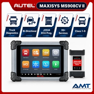 Autel MaxiSYS MS908CV II Truck Diagnostic Scanner | Class 1–9 | Bi-Directional | 39+ Services | 25 Adaptations | J2534 | 2-Year Updates