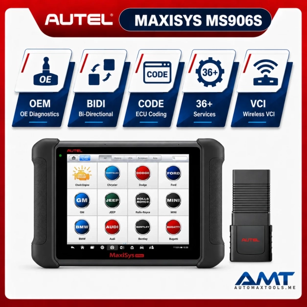 <div class="et_pb_module et_pb_wc_title et_pb_wc_title_0_tb_body product-header et_pb_bg_layout_light">
<h4>The Autel MaxiSys MS906S is a professional OE-level diagnostic scanner developed for workshops that need fast full-system diagnostics, bi-directional control and a strong range of maintenance functions in an efficient wireless tablet platform.</h4>
With broad vehicle coverage, active tests and practical service functions, the MS906S is well suited for technicians handling everyday fault finding, routine service and advanced diagnostic work across supported vehicle brands.
</div>
<div class="et_pb_module et_pb_wc_description et_pb_wc_description_0_tb_body et_pb_bg_layout_light et_pb_text_align_left">
<div class="et_pb_module_inner">
<table>
<thead>
<tr><th>Specification</th><th>Autel MaxiSys MS906S</th></tr>
</thead>
<tbody>
<tr><td>Product Type</td><td>Professional Diagnostic Scanner</td></tr>
<tr><td>Model</td><td>MaxiSys MS906S</td></tr>
<tr><td>Diagnostics</td><td>OE-Level Full-System Diagnostics</td></tr>
<tr><td>Bi-Directional Control</td><td>Supported</td></tr>
<tr><td>Service Functions</td><td>Extensive maintenance and reset functions</td></tr>
<tr><td>Communication</td><td>Wireless VCI</td></tr>
<tr><td>Coverage</td><td>US, Asian and European vehicles</td></tr>
</tbody>
</table>
</div>
</div>
<h3><span style="color: #d2322a;">
<strong>1 Year Warranty. 2 Year Free Software Updates.</strong>
</span></h3>
<h4 style="color: red;">IP Restriction (works only in India, Middle East and Africa).</h4> <div class="et_pb_module et_pb_wc_title et_pb_wc_title_0_tb_body product-header et_pb_bg_layout_light">
<h4>The Autel MaxiSys MS906S is a professional OE-level diagnostic scanner developed for workshops that need fast full-system diagnostics, bi-directional control and a strong range of maintenance functions in an efficient wireless tablet platform.</h4>
With broad vehicle coverage, active tests and practical service functions, the MS906S is well suited for technicians handling everyday fault finding, routine service and advanced diagnostic work across supported vehicle brands.
</div>
<div class="et_pb_module et_pb_wc_description et_pb_wc_description_0_tb_body et_pb_bg_layout_light et_pb_text_align_left">
<div class="et_pb_module_inner">
<table>
<thead>
<tr><th>Specification</th><th>Autel MaxiSys MS906S</th></tr>
</thead>
<tbody>
<tr><td>Product Type</td><td>Professional Diagnostic Scanner</td></tr>
<tr><td>Model</td><td>MaxiSys MS906S</td></tr>
<tr><td>Diagnostics</td><td>OE-Level Full-System Diagnostics</td></tr>
<tr><td>Bi-Directional Control</td><td>Supported</td></tr>
<tr><td>Service Functions</td><td>Extensive maintenance and reset functions</td></tr>
<tr><td>Communication</td><td>Wireless VCI</td></tr>
<tr><td>Coverage</td><td>US, Asian and European vehicles</td></tr>
</tbody>
</table>
</div>
</div>
<h3><span style="color: #d2322a;">
<strong>1 Year Warranty. 2 Year Free Software Updates.</strong>
</span></h3>
<h4 style="color: red;">IP Restriction (works only in India, Middle East and Africa).</h4>