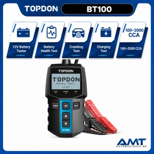 TOPDON BT100 12V Battery Tester | 100–2000A Test Range | Battery Health, Cranking & Charging Test | Flooded AGM GEL EFB | 2-inch LCD