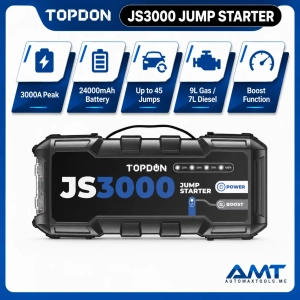 TOPDON JS3000 JumpSurge3000 3000A Jump Starter | 24,000mAh Power Bank | Up to 45 Jump Starts | 9L Gas / 7L Diesel | 12V | Boost Function