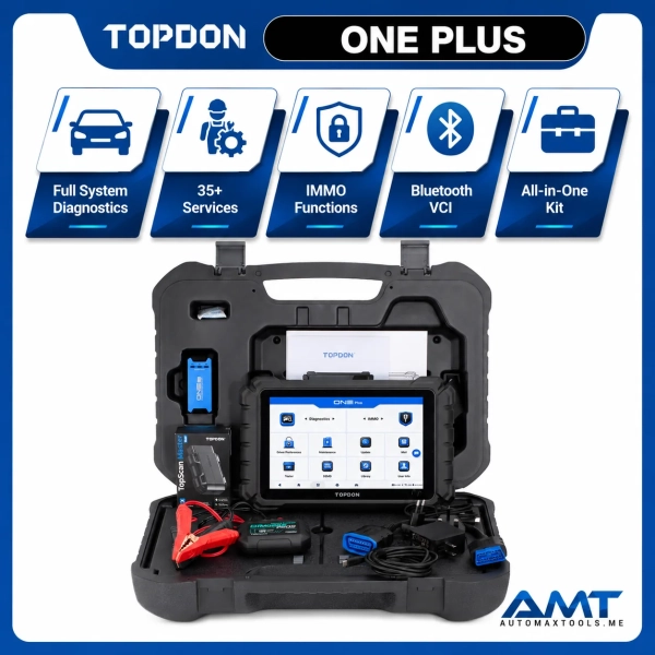 <p><strong>TOPDON ONE Plus</strong> is a professional advanced diagnostic scanner designed for demanding workshops and technicians.</p><p>It combines <strong>ECU Coding</strong>, <strong>J2534 Pass-Thru</strong>, <strong>CAN-FD</strong>, <strong>DoIP</strong>, <strong>topology mapping</strong>, and <strong>50+ service functions</strong> in one capable platform.</p><h3>Key Features</h3><ul><li>Full-System Diagnostics</li><li><strong>ECU Coding</strong></li><li><strong>J2534 Pass-Thru</strong></li><li><strong>CAN-FD</strong></li><li><strong>DoIP</strong></li><li><strong>Topology Mapping</strong></li><li><strong>50+ Service Functions</strong></li><li>Bi-Directional Control</li><li>Online Functions on Supported Brands</li><li>Wireless VCI</li><li><strong>3 Years Software Updates / Access – Middle East Package</strong></li><li><strong>2 Years Software Updates / Access – Other Regions</strong></li></ul> <p><strong>TOPDON ONE Plus</strong> is a professional advanced diagnostic scanner designed for demanding workshops and technicians.</p><p>It combines <strong>ECU Coding</strong>, <strong>J2534 Pass-Thru</strong>, <strong>CAN-FD</strong>, <strong>DoIP</strong>, <strong>topology mapping</strong>, and <strong>50+ service functions</strong> in one capable platform.</p><h3>Key Features</h3><ul><li>Full-System Diagnostics</li><li><strong>ECU Coding</strong></li><li><strong>J2534 Pass-Thru</strong></li><li><strong>CAN-FD</strong></li><li><strong>DoIP</strong></li><li><strong>Topology Mapping</strong></li><li><strong>50+ Service Functions</strong></li><li>Bi-Directional Control</li><li>Online Functions on Supported Brands</li><li>Wireless VCI</li><li><strong>3 Years Software Updates / Access – Middle East Package</strong></li><li><strong>2 Years Software Updates / Access – Other Regions</strong></li></ul>