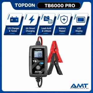 TOPDON TB6000 Pro 2-in-1 Smart Battery Charger & Tester | 6V / 12V | Up to 6A | 9-Step Charging | Bluetooth App | Pre/Post Reports | IP65