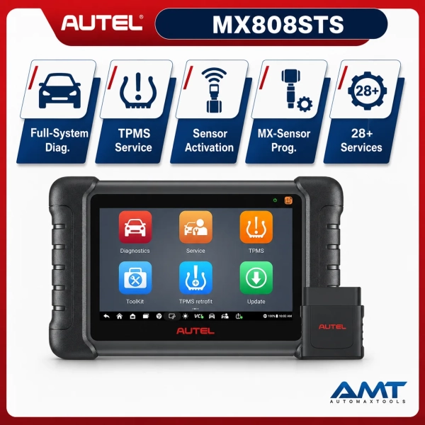<div class="et_pb_module et_pb_wc_title et_pb_wc_title_0_tb_body product-header et_pb_bg_layout_light">
<h4>The Autel MaxiCheck MX808S-TS is a professional 7-inch diagnostic and TPMS service tablet combining full-system diagnostics, bi-directional active tests and complete TPMS functions. It is designed for general workshops and tire centers that need one compact wireless tool for vehicle diagnostics, maintenance and sensor programming.</h4>
The MX808S-TS can read and erase DTCs from available systems, display live data, perform active tests, use AutoVIN and complete common service functions such as Oil Reset, EPB, SAS, BMS and DPF procedures on supported vehicles. Its TPMS functions include complete TPMS health checks, activation of known sensors, Autel MX-Sensor programming, broad OBD relearn coverage and on-screen vehicle-specific relearn instructions. The Android 11 tablet uses a 1.8GHz quad-core processor, 4GB RAM, 64GB storage and a 5,000mAh battery.
</div>
<div class="et_pb_module et_pb_wc_description et_pb_wc_description_0_tb_body et_pb_bg_layout_light et_pb_text_align_left">
<div class="et_pb_module_inner">
<table>
<thead>
<tr><th>Specification</th><th>MaxiCheck MX808S-TS</th></tr>
</thead>
<tbody>
<tr><td>Product Type</td><td>All-System Diagnostic & Advanced TPMS Tablet</td></tr>
<tr><td>Model</td><td>MaxiCheck MX808S-TS</td></tr>
<tr><td>Display</td><td>7″ LCD Touchscreen, 1024 × 600</td></tr>
<tr><td>Operating System</td><td>Android 11</td></tr>
<tr><td>Processor</td><td>Cortex-A55 Quad-Core, 1.8GHz</td></tr>
<tr><td>Memory</td><td>4GB RAM + 64GB Storage</td></tr>
<tr><td>Battery</td><td>5,000mAh</td></tr>
<tr><td>Vehicle Communication</td><td>Wireless Bluetooth VCI</td></tr>
<tr><td>All-System Diagnostics</td><td>Supported</td></tr>
<tr><td>Bi-Directional Control</td><td>Yes – Active Tests</td></tr>
<tr><td>AutoVIN</td><td>Supported</td></tr>
<tr><td>Service Functions</td><td>Oil, EPB, SAS, BMS, DPF & Additional Supported Functions</td></tr>
<tr><td>Advanced TPMS Diagnostics</td><td>Supported</td></tr>
<tr><td>Sensor Activation</td><td>Known TPMS Sensors</td></tr>
<tr><td>MX-Sensor Programming</td><td>Supported</td></tr>
<tr><td>OBD Relearn</td><td>Comprehensive Coverage on Supported Vehicles</td></tr>
<tr><td>On-Screen Relearn</td><td>Supported</td></tr>
<tr><td>Videoscope</td><td>Compatible</td></tr>
<tr><td>Software Updates</td><td>2 Years Included – Automax Tools IMEA Package</td></tr>
<tr><td>Warranty</td><td>1 Year Limited Warranty</td></tr>
</tbody>
</table>
&nbsp; <strong>Autel MaxiCheck MX808S-TS Official Information</strong>
<a href="https://www.autel.com/mk2/4080.jhtml" target="_blank" rel="noopener">
View Official / Reference Information for Autel MaxiCheck MX808S-TS
</a> <a href="https://automaxtools.me/wp-content/uploads/2021/05/MX808S-TS.png">
<img class="aligncenter" src="https://automaxtools.me/wp-content/uploads/2021/05/MX808S-TS.png" alt="Autel MaxiCheck MX808S-TS UAE Automax Tools" width="807" height="807" />
</a> </div>
</div>
<h3><span style="color: #d2322a;">
<strong>1 Year Warranty. 2 Year Free Software Updates.</strong>
</span></h3>
<h4 style="color: red;">IP Restriction (works only in India, Middle East and Africa).</h4> <div class="et_pb_module et_pb_wc_title et_pb_wc_title_0_tb_body product-header et_pb_bg_layout_light">
<h4>The Autel MaxiCheck MX808S-TS is a professional 7-inch diagnostic and TPMS service tablet combining full-system diagnostics, bi-directional active tests and complete TPMS functions. It is designed for general workshops and tire centers that need one compact wireless tool for vehicle diagnostics, maintenance and sensor programming.</h4>
The MX808S-TS can read and erase DTCs from available systems, display live data, perform active tests, use AutoVIN and complete common service functions such as Oil Reset, EPB, SAS, BMS and DPF procedures on supported vehicles. Its TPMS functions include complete TPMS health checks, activation of known sensors, Autel MX-Sensor programming, broad OBD relearn coverage and on-screen vehicle-specific relearn instructions. The Android 11 tablet uses a 1.8GHz quad-core processor, 4GB RAM, 64GB storage and a 5,000mAh battery.
</div>
<div class="et_pb_module et_pb_wc_description et_pb_wc_description_0_tb_body et_pb_bg_layout_light et_pb_text_align_left">
<div class="et_pb_module_inner">
<table>
<thead>
<tr><th>Specification</th><th>MaxiCheck MX808S-TS</th></tr>
</thead>
<tbody>
<tr><td>Product Type</td><td>All-System Diagnostic & Advanced TPMS Tablet</td></tr>
<tr><td>Model</td><td>MaxiCheck MX808S-TS</td></tr>
<tr><td>Display</td><td>7″ LCD Touchscreen, 1024 × 600</td></tr>
<tr><td>Operating System</td><td>Android 11</td></tr>
<tr><td>Processor</td><td>Cortex-A55 Quad-Core, 1.8GHz</td></tr>
<tr><td>Memory</td><td>4GB RAM + 64GB Storage</td></tr>
<tr><td>Battery</td><td>5,000mAh</td></tr>
<tr><td>Vehicle Communication</td><td>Wireless Bluetooth VCI</td></tr>
<tr><td>All-System Diagnostics</td><td>Supported</td></tr>
<tr><td>Bi-Directional Control</td><td>Yes – Active Tests</td></tr>
<tr><td>AutoVIN</td><td>Supported</td></tr>
<tr><td>Service Functions</td><td>Oil, EPB, SAS, BMS, DPF & Additional Supported Functions</td></tr>
<tr><td>Advanced TPMS Diagnostics</td><td>Supported</td></tr>
<tr><td>Sensor Activation</td><td>Known TPMS Sensors</td></tr>
<tr><td>MX-Sensor Programming</td><td>Supported</td></tr>
<tr><td>OBD Relearn</td><td>Comprehensive Coverage on Supported Vehicles</td></tr>
<tr><td>On-Screen Relearn</td><td>Supported</td></tr>
<tr><td>Videoscope</td><td>Compatible</td></tr>
<tr><td>Software Updates</td><td>2 Years Included – Automax Tools IMEA Package</td></tr>
<tr><td>Warranty</td><td>1 Year Limited Warranty</td></tr>
</tbody>
</table>
&nbsp; <strong>Autel MaxiCheck MX808S-TS Official Information</strong>
<a href="https://www.autel.com/mk2/4080.jhtml" target="_blank" rel="noopener">
View Official / Reference Information for Autel MaxiCheck MX808S-TS
</a> <a href="https://automaxtools.me/wp-content/uploads/2021/05/MX808S-TS.png">
<img class="aligncenter" src="https://automaxtools.me/wp-content/uploads/2021/05/MX808S-TS.png" alt="Autel MaxiCheck MX808S-TS UAE Automax Tools" width="807" height="807" />
</a> </div>
</div>
<h3><span style="color: #d2322a;">
<strong>1 Year Warranty. 2 Year Free Software Updates.</strong>
</span></h3>
<h4 style="color: red;">IP Restriction (works only in India, Middle East and Africa).</h4>