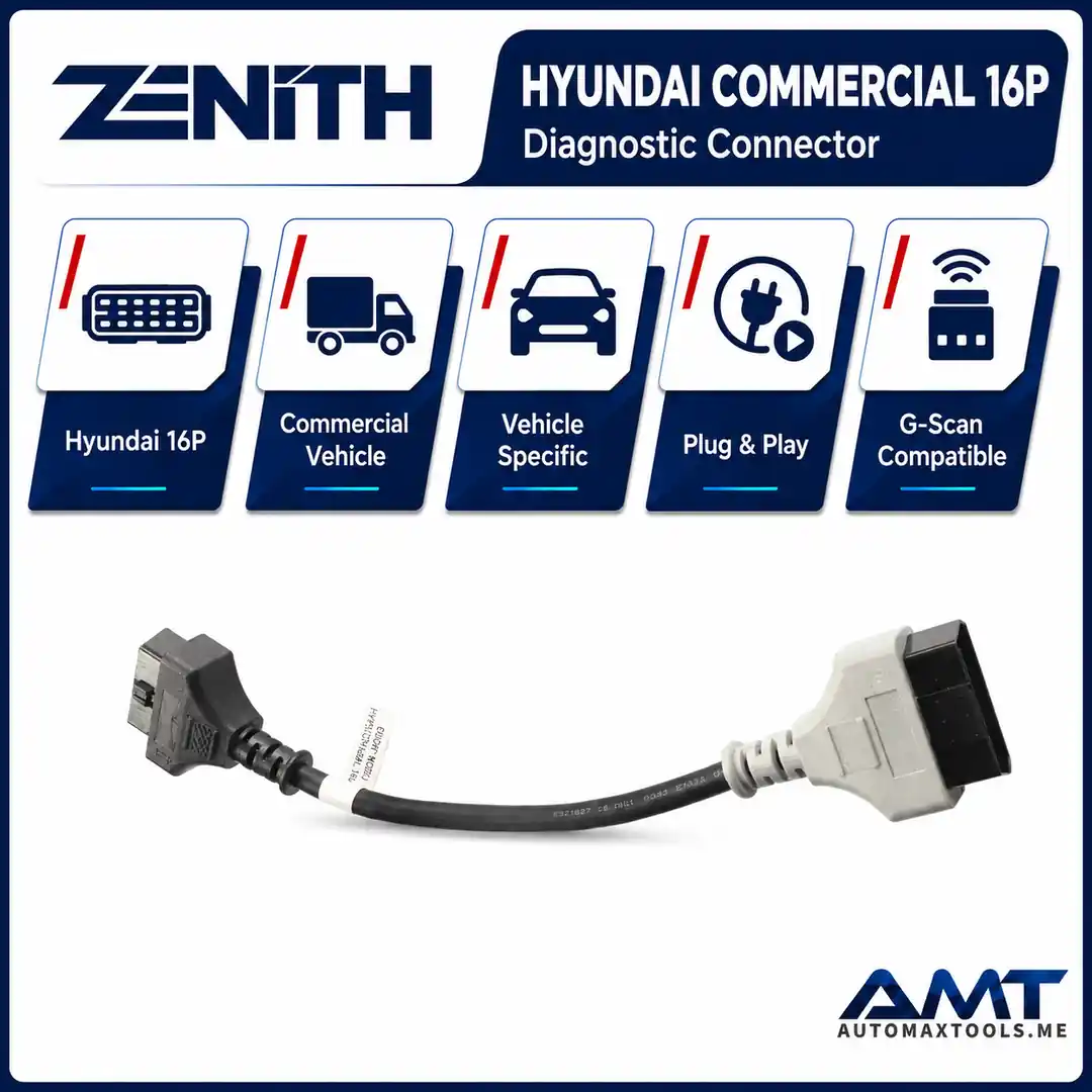 ZENITH HYUNDAI COMMERCIAL 16P DIAGNOSTIC CONNECTOR EZOCB025 – G-SCAN COMMERCIAL VEHICLE ADAPTER 3 Zenith Hyundai Commercial 16P Diagnostic Connector EZOCB025 – G-scan Commercial Vehicle Adapter