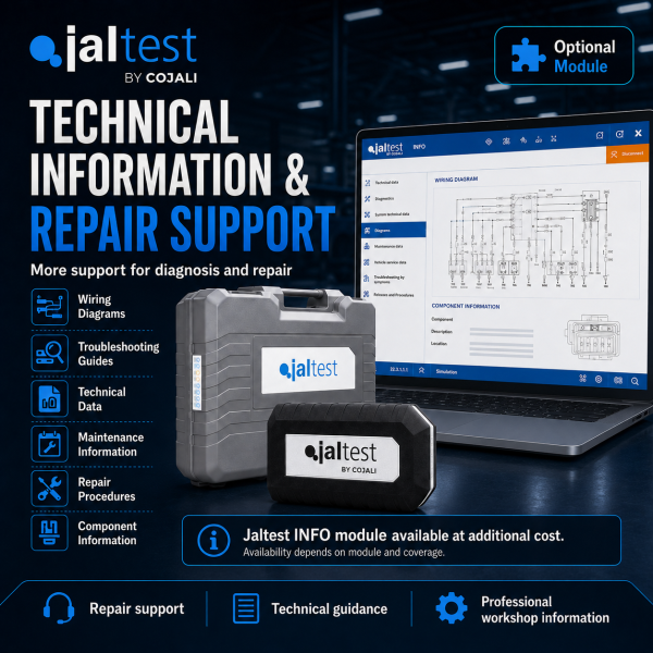 <h3>Jaltest Ashok Leyland Commercial Vehicle Diagnostic Package</h3> <ul> <li><strong>Complete package:</strong> Jaltest Link Kit + laptop + brand licence + 1-year renewal</li> <li><strong>Brand coverage:</strong> Jaltest Modular diagnostics for supported Ashok Leyland commercial vehicles</li> <li><strong>Diagnostics:</strong> Fault codes, live data, ECU identification and system scans</li> <li><strong>Advanced functions:</strong> Actuation tests, calibrations, adaptations and service functions where supported</li> <li><strong>Professional use:</strong> Designed for commercial vehicle workshops and fleet service</li> </ul> <strong>Important:</strong> Functions depend on vehicle model, year, ECU and Jaltest coverage. Jaltest INFO is optional and available at additional cost. <h3>Jaltest Ashok Leyland Commercial Vehicle Diagnostic Package</h3> <ul> <li><strong>Complete package:</strong> Jaltest Link Kit + laptop + brand licence + 1-year renewal</li> <li><strong>Brand coverage:</strong> Jaltest Modular diagnostics for supported Ashok Leyland commercial vehicles</li> <li><strong>Diagnostics:</strong> Fault codes, live data, ECU identification and system scans</li> <li><strong>Advanced functions:</strong> Actuation tests, calibrations, adaptations and service functions where supported</li> <li><strong>Professional use:</strong> Designed for commercial vehicle workshops and fleet service</li> </ul> <strong>Important:</strong> Functions depend on vehicle model, year, ECU and Jaltest coverage. Jaltest INFO is optional and available at additional cost.