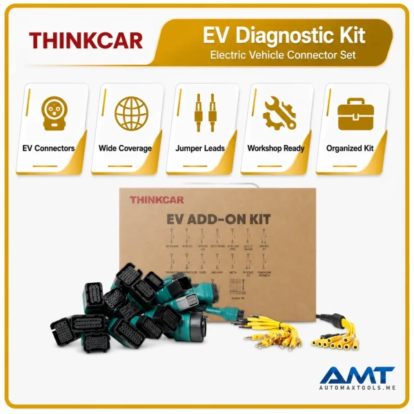 <p><strong>THINKCAR EV Diagnostic Kit</strong> is an add-on package for compatible THINKTOOL platforms, giving EV workshops the connectors, jumper leads and software support needed for electric-vehicle and high-voltage battery diagnosis.</p><h3>Key Features</h3><ul><li>Multi-brand EV battery and diagnostic connector set</li><li>Includes Tesla-compatible connection support within the EV accessory package</li><li>Jumper leads for supported high-voltage battery diagnostic workflows</li><li>Designed for EV battery pack and electric-system diagnosis with compatible THINKCAR scanners</li><li>Includes 2-year EV software support as supplied with this listing</li></ul><h3>Quick Specifications</h3><table style="width:100%;border-collapse:collapse;margin:14px 0;"><tr><th style="text-align:left;padding:8px;border:1px solid #ddd;background:#f7f7f7;">Product Type</th><td style="padding:8px;border:1px solid #ddd;">EV diagnostic add-on / connector kit</td></tr><tr><th style="text-align:left;padding:8px;border:1px solid #ddd;background:#f7f7f7;">Application</th><td style="padding:8px;border:1px solid #ddd;">Electric and hybrid vehicle diagnosis</td></tr><tr><th style="text-align:left;padding:8px;border:1px solid #ddd;background:#f7f7f7;">Contents</th><td style="padding:8px;border:1px solid #ddd;">EV connectors, jumper leads and related connection accessories</td></tr><tr><th style="text-align:left;padding:8px;border:1px solid #ddd;background:#f7f7f7;">Software</th><td style="padding:8px;border:1px solid #ddd;">2-year EV software support</td></tr><tr><th style="text-align:left;padding:8px;border:1px solid #ddd;background:#f7f7f7;">Required Equipment</th><td style="padding:8px;border:1px solid #ddd;">Compatible THINKCAR / THINKTOOL diagnostic platform</td></tr><tr><th style="text-align:left;padding:8px;border:1px solid #ddd;background:#f7f7f7;">Best For</th><td style="padding:8px;border:1px solid #ddd;">EV workshops, hybrid service centers and diagnostic specialists</td></tr></table><p style="color:#c00000;"><strong>This is an add-on kit; a compatible THINKCAR diagnostic scanner is required.</strong></p> <p><strong>THINKCAR EV Diagnostic Kit</strong> is an add-on package for compatible THINKTOOL platforms, giving EV workshops the connectors, jumper leads and software support needed for electric-vehicle and high-voltage battery diagnosis.</p><h3>Key Features</h3><ul><li>Multi-brand EV battery and diagnostic connector set</li><li>Includes Tesla-compatible connection support within the EV accessory package</li><li>Jumper leads for supported high-voltage battery diagnostic workflows</li><li>Designed for EV battery pack and electric-system diagnosis with compatible THINKCAR scanners</li><li>Includes 2-year EV software support as supplied with this listing</li></ul><h3>Quick Specifications</h3><table style="width:100%;border-collapse:collapse;margin:14px 0;"><tr><th style="text-align:left;padding:8px;border:1px solid #ddd;background:#f7f7f7;">Product Type</th><td style="padding:8px;border:1px solid #ddd;">EV diagnostic add-on / connector kit</td></tr><tr><th style="text-align:left;padding:8px;border:1px solid #ddd;background:#f7f7f7;">Application</th><td style="padding:8px;border:1px solid #ddd;">Electric and hybrid vehicle diagnosis</td></tr><tr><th style="text-align:left;padding:8px;border:1px solid #ddd;background:#f7f7f7;">Contents</th><td style="padding:8px;border:1px solid #ddd;">EV connectors, jumper leads and related connection accessories</td></tr><tr><th style="text-align:left;padding:8px;border:1px solid #ddd;background:#f7f7f7;">Software</th><td style="padding:8px;border:1px solid #ddd;">2-year EV software support</td></tr><tr><th style="text-align:left;padding:8px;border:1px solid #ddd;background:#f7f7f7;">Required Equipment</th><td style="padding:8px;border:1px solid #ddd;">Compatible THINKCAR / THINKTOOL diagnostic platform</td></tr><tr><th style="text-align:left;padding:8px;border:1px solid #ddd;background:#f7f7f7;">Best For</th><td style="padding:8px;border:1px solid #ddd;">EV workshops, hybrid service centers and diagnostic specialists</td></tr></table><p style="color:#c00000;"><strong>This is an add-on kit; a compatible THINKCAR diagnostic scanner is required.</strong></p>