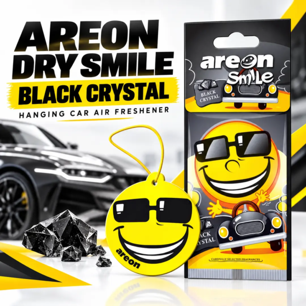 <h3>Areon Smile Dry Black Crystal Hanging Air Freshener</h3>
<p>Areon Smile Dry Black Crystal is a lightweight hanging air freshener that delivers the Black Crystal fragrance in a simple card format. It is easy to suspend inside a vehicle and requires no power, liquid refill or dashboard space.</p>
<h3>Technical Specifications</h3>
<table><thead><tr><th>Specification</th><th>Details</th></tr></thead><tbody>
<tr><td><strong>Brand</strong></td><td>Areon</td></tr>
<tr><td><strong>Range</strong></td><td>Smile Dry</td></tr>
<tr><td><strong>Product Code</strong></td><td>CB3800034958042</td></tr>
<tr><td><strong>Fragrance</strong></td><td>Black Crystal</td></tr>
<tr><td><strong>Format</strong></td><td>Hanging scented card</td></tr>
<tr><td><strong>Approx. Shipping Weight</strong></td><td>0.02kg</td></tr>
<tr><td><strong>Approx. Packed Size</strong></td><td>19.1 × 7.4 × 0.8cm</td></tr>
</tbody></table> <h3>Areon Smile Dry Black Crystal Hanging Air Freshener</h3>
<p>Areon Smile Dry Black Crystal is a lightweight hanging air freshener that delivers the Black Crystal fragrance in a simple card format. It is easy to suspend inside a vehicle and requires no power, liquid refill or dashboard space.</p>
<h3>Technical Specifications</h3>
<table><thead><tr><th>Specification</th><th>Details</th></tr></thead><tbody>
<tr><td><strong>Brand</strong></td><td>Areon</td></tr>
<tr><td><strong>Range</strong></td><td>Smile Dry</td></tr>
<tr><td><strong>Product Code</strong></td><td>CB3800034958042</td></tr>
<tr><td><strong>Fragrance</strong></td><td>Black Crystal</td></tr>
<tr><td><strong>Format</strong></td><td>Hanging scented card</td></tr>
<tr><td><strong>Approx. Shipping Weight</strong></td><td>0.02kg</td></tr>
<tr><td><strong>Approx. Packed Size</strong></td><td>19.1 × 7.4 × 0.8cm</td></tr>
</tbody></table>