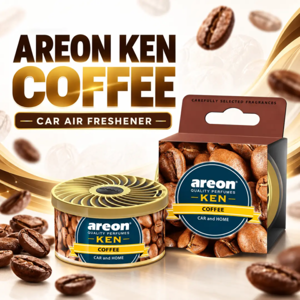 <h3>Areon Ken Coffee Air Freshener – 35g</h3>
<p>Areon Ken Coffee is a compact 35g solid fragrance can designed to give a vehicle interior a warm, roasted-coffee character. The vented lid lets the user adjust fragrance intensity while the low-profile container fits neatly in common cabin storage areas.</p>
<h3>Technical Specifications</h3>
<table><thead><tr><th>Specification</th><th>Details</th></tr></thead><tbody>
<tr><td><strong>Brand</strong></td><td>Areon</td></tr>
<tr><td><strong>Range</strong></td><td>Ken</td></tr>
<tr><td><strong>Product Code</strong></td><td>AKCOF3800034955225P</td></tr>
<tr><td><strong>Fragrance</strong></td><td>Coffee</td></tr>
<tr><td><strong>Format</strong></td><td>Adjustable solid fragrance can</td></tr>
<tr><td><strong>Net Content</strong></td><td>35g</td></tr>
<tr><td><strong>Approx. Shipping Weight</strong></td><td>0.081kg</td></tr>
<tr><td><strong>Approx. Packed Size</strong></td><td>9.7 × 7 × 3.8cm</td></tr>
</tbody></table> <h3>Areon Ken Coffee Air Freshener – 35g</h3>
<p>Areon Ken Coffee is a compact 35g solid fragrance can designed to give a vehicle interior a warm, roasted-coffee character. The vented lid lets the user adjust fragrance intensity while the low-profile container fits neatly in common cabin storage areas.</p>
<h3>Technical Specifications</h3>
<table><thead><tr><th>Specification</th><th>Details</th></tr></thead><tbody>
<tr><td><strong>Brand</strong></td><td>Areon</td></tr>
<tr><td><strong>Range</strong></td><td>Ken</td></tr>
<tr><td><strong>Product Code</strong></td><td>AKCOF3800034955225P</td></tr>
<tr><td><strong>Fragrance</strong></td><td>Coffee</td></tr>
<tr><td><strong>Format</strong></td><td>Adjustable solid fragrance can</td></tr>
<tr><td><strong>Net Content</strong></td><td>35g</td></tr>
<tr><td><strong>Approx. Shipping Weight</strong></td><td>0.081kg</td></tr>
<tr><td><strong>Approx. Packed Size</strong></td><td>9.7 × 7 × 3.8cm</td></tr>
</tbody></table>