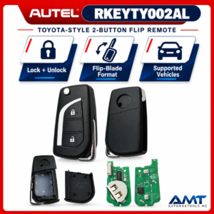Autel RKEYTY002AL Toyota-Style Universal Wired Flip Remote | 2 Buttons | 315/433MHz