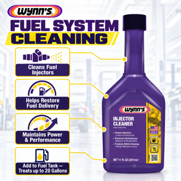 <h3>Wynn's Injector Cleaner Additive DIY – 325ml</h3>
<p>Wynn's Injector Cleaner is a convenient 325ml fuel additive developed to help remove deposits from fuel injectors and support cleaner, more consistent fuel delivery. It is an easy maintenance treatment for compatible petrol and diesel fuel systems and can be added directly to the fuel tank.</p>
<h3>Technical Specifications</h3>
<table><thead><tr><th>Specification</th><th>Details</th></tr></thead><tbody>
<tr><td><strong>Brand</strong></td><td>Wynn's</td></tr>
<tr><td><strong>Product Code</strong></td><td>ZW61018DIY</td></tr>
<tr><td><strong>Product Type</strong></td><td>Fuel injector and fuel-system cleaner additive</td></tr>
<tr><td><strong>Contents</strong></td><td>325ml</td></tr>
<tr><td><strong>Application</strong></td><td>Compatible petrol and diesel fuel systems; always confirm the bottle label</td></tr>
<tr><td><strong>Method</strong></td><td>Add directly to the fuel tank</td></tr>
<tr><td><strong>Approx. Shipping Weight</strong></td><td>0.38kg</td></tr>
<tr><td><strong>Approx. Packed Size</strong></td><td>8.5 × 4.5 × 21.7cm</td></tr>
</tbody></table>
<p><strong>Important:</strong> Fuel-system design and manufacturer requirements vary. Follow the instructions and compatibility statement printed on the supplied bottle.</p> <h3>Wynn's Injector Cleaner Additive DIY – 325ml</h3>
<p>Wynn's Injector Cleaner is a convenient 325ml fuel additive developed to help remove deposits from fuel injectors and support cleaner, more consistent fuel delivery. It is an easy maintenance treatment for compatible petrol and diesel fuel systems and can be added directly to the fuel tank.</p>
<h3>Technical Specifications</h3>
<table><thead><tr><th>Specification</th><th>Details</th></tr></thead><tbody>
<tr><td><strong>Brand</strong></td><td>Wynn's</td></tr>
<tr><td><strong>Product Code</strong></td><td>ZW61018DIY</td></tr>
<tr><td><strong>Product Type</strong></td><td>Fuel injector and fuel-system cleaner additive</td></tr>
<tr><td><strong>Contents</strong></td><td>325ml</td></tr>
<tr><td><strong>Application</strong></td><td>Compatible petrol and diesel fuel systems; always confirm the bottle label</td></tr>
<tr><td><strong>Method</strong></td><td>Add directly to the fuel tank</td></tr>
<tr><td><strong>Approx. Shipping Weight</strong></td><td>0.38kg</td></tr>
<tr><td><strong>Approx. Packed Size</strong></td><td>8.5 × 4.5 × 21.7cm</td></tr>
</tbody></table>
<p><strong>Important:</strong> Fuel-system design and manufacturer requirements vary. Follow the instructions and compatibility statement printed on the supplied bottle.</p>